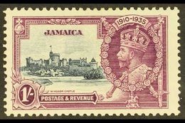 1935  Silver Jubilee 1s Slate And Purple With "Short Extra Flagstaff" Variety, SG 117b, Fine Mint. For More Images, Plea - Jamaica (...-1961)