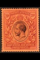 1912 - 21  20r Black And Purple On Red, Wmk MCA, Geo V, SG 59, Very Fine Mint. For More Images, Please Visit Http://www. - Vide