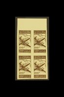 1953  100p Douglas DC-4 Airliner, SG 480, Variety, IMPERF Block Of 4, PRINTED ON GUMMED SIDE! Superb Never Hinged Mint.  - Líbano