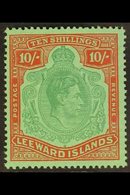 1938-51  KGVI 10s Deep Green And Deep Vermilion / Green, SG 113c, Never Hinged Mint. Lovely! For More Images, Please Vis - Leeward  Islands