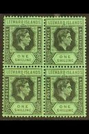 1942  1s Black And Grey On Emerald, SG 110bb, Superb Never Hinged Mint Block Of Four, Scarce Shade. For More Images, Ple - Leeward  Islands