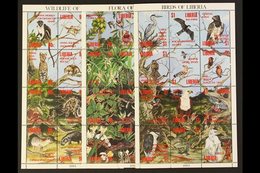 1993-94  Flora & Fauna (Wildlife/Flora/Birds) Sheetlet Set, Scott 1159/61, Never Hinged Mint ( 3 Se-tenant Sheetlets Of  - Liberia