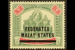 FEDERATED MALAY STATES  1900 $2 Green And Carmine, Elephants, SG 12, Very Fine Mint. For More Images, Please Visit Http: - Andere & Zonder Classificatie