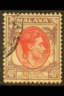 MALACCA  1942 40c Scarlet And Dull Purple, Straits Settlements,  With Part  "Malacca Chop" Overprint, SG J53, Very Fine  - Andere & Zonder Classificatie