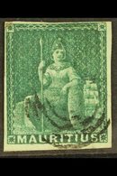 1858-62  (4d) Green Imperf Britannia, SG 27, Used With 4 Margins And Neat Cancellation Leaving Britannia Clear. For More - Maurice (...-1967)