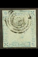 1859  2d Blue Imperf "Lapirot", Worn Impression, From Position 7, SG 39, Used With Three Margins And Target Cancel, Hori - Mauritius (...-1967)