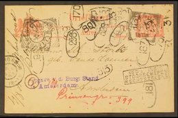 NETHERLANDS INDIES  1903 5c Postal Stationery Card Addressed To Amsterdam, Much Redirected And Showing About TWENTY FIVE - Sonstige & Ohne Zuordnung