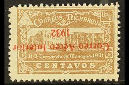 1932  6c Grey-brown With INVERTED OVERPRINT, Scott C37a, Unused, No Gum As Issued And Never Hinged. For More Images, Ple - Nicaragua