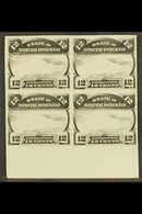 1894  Plate PROOF Of 12c (frame Only), As SG 75, As A Marginal Imperf Block Of 4 In Black & White. Unused (1 Block Of 4) - Borneo Septentrional (...-1963)