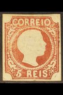 1855  5r Red-brown,Dom Pedro With Straight Hair, Die III, Afinsa 5 (SG 10) Mint Part Original Gum. 2014 Dias Certificate - Other & Unclassified