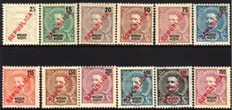 MOZAMBIQUE  1917 "Republica" Local Overprints In Red Complete Set, SG 234/245, Mint Or Unused Without Gum. (12 Stamps) F - Autres & Non Classés