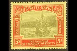 1923  5s Black & Red/pale Yellow, SG 59, Very Fine Mint For More Images, Please Visit Http://www.sandafayre.com/itemdeta - St.Kitts Y Nevis ( 1983-...)