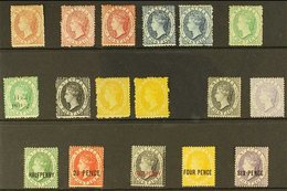 1860-84 OLD TIME MINT/UNUSED SELECTION  Presented On A Stock Card & Includes 1860 Star Wmk (1d) Rose Red (SG 1) Unused & - St.Lucia (...-1978)