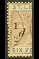 1891  ½d On 6d Dull Mauve And Blue, Variety "no Fraction Bar", SG 54a, Very Fine Used. For More Images, Please Visit Htt - St.Lucia (...-1978)