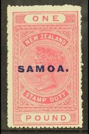 1918  £1 Rose-carmine, Perf 14½x14, SG 132, Fine Lightly Hinged Mint. For More Images, Please Visit Http://www.sandafayr - Samoa (Staat)