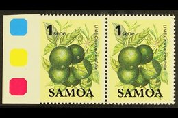 1983  1s Fruit Definitive, SG 647, Marginal Horizontal Pair, IMPERF Between Stamp And Margin, Never Hinged Mint. For Mor - Samoa (Staat)