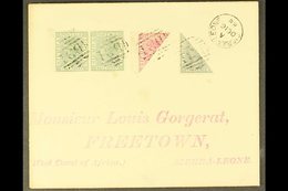 1888  (Oct) Attractive "Gorerat" Local Envelope Bearing 1884 ½d Pair, And BISECTED 1d And 2d, Each Tied By B31 , With Pr - Sierra Leona (...-1960)
