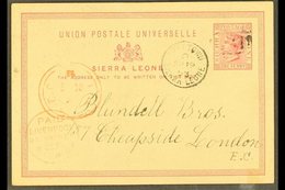 1893  (Sept) 1d Stationery Card To London, Cancelled B31 With Freetown Cds Alongside, Liverpool Br. Packet Red Cds At Le - Sierra Leona (...-1960)