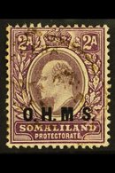 OFFICIAL  1904 2a Dull And Bright Purple With NO STOP AFTER "M" Variety, SG O12a, Very Fine Used. Very Scarce. For More  - Somalilandia (Protectorado ...-1959)