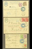 ORANGE RIVER COLONY  1906-1908 Three Used Postal Stationery 4d Registered Envelopes Addressed To England, Germany & Neth - Ohne Zuordnung