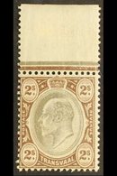 TRANSVAAL  1902 KEVII 2s Black And Brown, SG 252, Mint Upper Marginal, The Stamp Never Hinged. For More Images, Please V - Unclassified