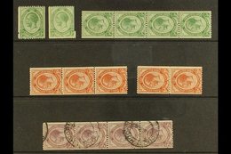 1913-24  Coil Stamps Range Incl. ½d With Perf Hole At Side, Miscut Example, Never Hinged Mint Strip Of 4, 1½d Strip Of 3 - Unclassified