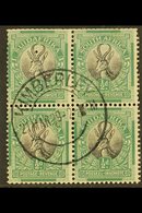 1927  ½d Black And Green Perf 13½x14, SG 30e, Block Of Four With Neat Kimberley Cds, The Lower Pair Fine, Upper Pair Per - Ohne Zuordnung