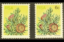 1977-82  6c Protea Definitive, BLACK OMITTED (value & Inscription), SG 419a, Never Hinged Mint, With Normal For Comparis - Zonder Classificatie