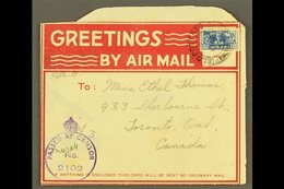 AEROGRAMME  1945(?) "Greetings From H.M. Middle East Forces" Christmas Air Letter, Printed Red Frame On Front With 3d Ba - Unclassified