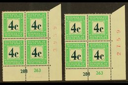 POSTAGE DUES  1961-9 4c Deep Myrtle-green & Light Emerald, Cylinder Blocks Of 4 Of Each Language Setting, SG D54, 54a, N - Unclassified