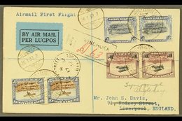 1932 FLIGHT COVER  Reg'd Cover To England, Franked 3d & 10d Airmail Bilingual Pairs, Plus 3d Pair, Tied By "Windhoek / A - South West Africa (1923-1990)