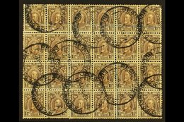 1931-7  1½d Chocolate, Perf.11½, Block Of 24, SG 16d, Genuinely Used With 1933 "REGISTRATION / BULAWAYO S.R." Cancels An - Zuid-Rhodesië (...-1964)