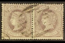 1866  20c De E. Lilac Perf 14, SG 98 (Edifil 86), Very Fine Used PAIR. A Scarce Multiple. For More Images, Please Visit  - Otros & Sin Clasificación