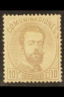 1872-73  10c Deep Lilac King Amadeo, Type I, Perf 14, SG 196 Or Michel 113, Very Fine Unused Without Gum For More Images - Other & Unclassified