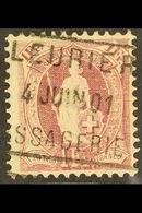 1882-1903  1f Claret Standing Helvetia Perf 11½x12 (SG 160, Michel 63 Y Db, Zumstein 71E), Fine Used With Fully Dated Bo - Andere & Zonder Classificatie