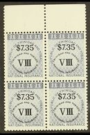 REVENUES  NATIONAL INSURANCE 1990 $7.35 Class VIII Error In Dark Blue, Barefoot 14, Never Hinged Mint BLOCK OF 4. For Mo - Trinidad & Tobago (...-1961)