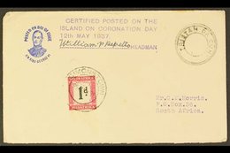 1937 CORONATION COVER  An Illustrated Cover To South Africa With Violet Cachet "CERTIFIED POSTED ON THE  / ISLAND ON COR - Tristan Da Cunha