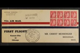 1926  (12 May) Kansas City To Chicago First Flight Registered Cover Bearing 1923 24c Carmine Air Stamps BLOCK Of 8 (Scot - Autres & Non Classés