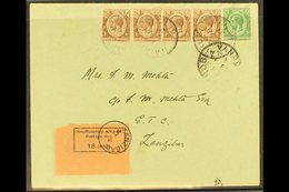 POSTAGE DUE  1931 (23 Apr) Cover From Nairobi Bearing Kenya And Uganda 1c (x4) & 5c Stamps Tied By "Nairobi" Cds's, Plus - Zanzibar (...-1963)