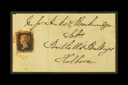 1840  1d Intense- Black 'FK' Plate 1b (SG 1) With 4 Large Neat Margins Tied By Bright Red MC Cancellation To An 1840 (19 - Ohne Zuordnung