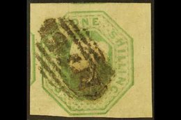 1847-54  1s Pale Green Embossed, SG 54, Good Used With Four Good To Huge Margins, Portions Of Adjoining Stamps On Two Si - Sonstige & Ohne Zuordnung