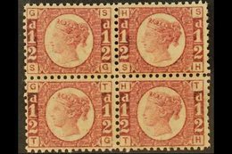 1870  ½d Rose- Red Plate 14, SG 48, Never Hinged Mint BLOCK OF FOUR. Superb With Rich Colour, Full- Perfs & Excellent Ce - Sonstige & Ohne Zuordnung