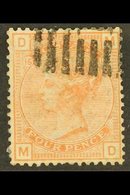 1873-80  4d Vermilion, Plate 15, Wmk Large Garter, SG 152, Good To Fine Used, Cat.£525. For More Images, Please Visit Ht - Sonstige & Ohne Zuordnung