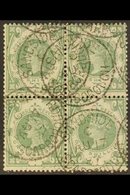 1887-92  1s Dull Green, BLOCK OF FOUR, SG 211, Used With Multiple, Legible "Scarborough" C.d.s. Postmarks, Trace Of Ligh - Other & Unclassified