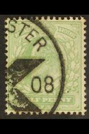 1902-10 POSTED IN ADVANCE FOR CHRISTMAS POSTMARK.  ½d Yellowish Green, SG 218, Fine Used With "LEICESTER XMAS 1908" Canc - Non Classés