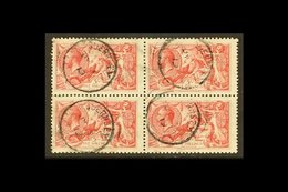 1918-19 5S SEAHORSE MULTIPLE.  5s Rose-red Seahorse, Bradbury Printing, SG 416, Good Used BLOCK OF FOUR With Guernsey, J - Zonder Classificatie