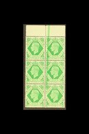 1937-47  7d Emerald-green, Block Of 6 With INK FLAW - LARGE GREEN LINE In Top Margin And Down Three Stamps, SG 471, Hing - Unclassified