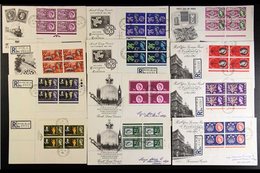 1960-6  BLOCKS OF FOUR On Illustrated FDCs, We See 1960 Europa, 1961 PO Savings Bank, CEPT, Parliamentary Conference, 19 - FDC