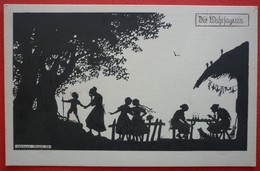 SILHOUETTE POSTCARD , ELSBETH FORCK, DIE WAHRSAGERIN , HEXE , WITCH - Scherenschnitt - Silhouette