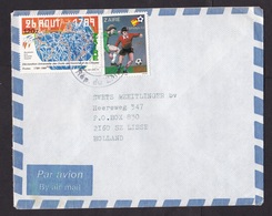 Zaire: Airmail Cover To Netherlands, 1990, 2 Stamps, Soccer, Human Rights, Value Overprint, Inflation (damage At Back) - Other & Unclassified